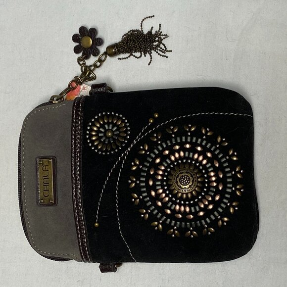 Convertible 2 Strap Stud Decorated Mandala Vegan Suede Small Bag Pouch NWT Chala - Picture 6 of 10